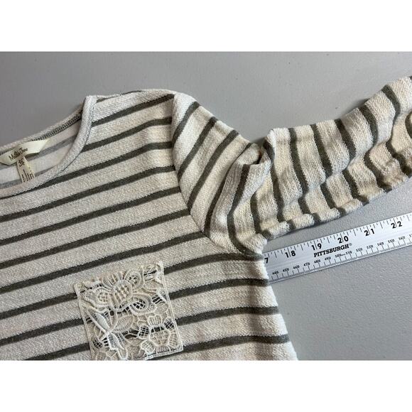 Matilda Jane Classic With A Twist Top Womens Size XS Striped Crochet Lace - Picture 4 of 7